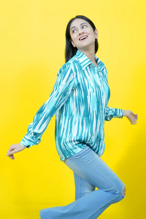 Blue_&_White_Cotton_Blend_Full_Sleeve_Printed_Hip_Length_Relaxed_Fit_Shirt_For_Women