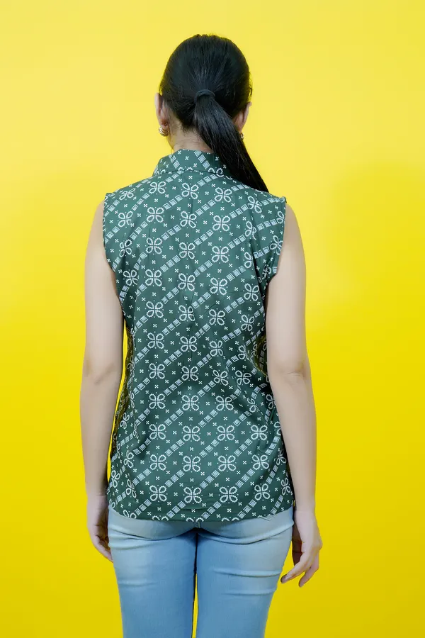 Dark_Green_Casual_Printed_Tops_For_Women