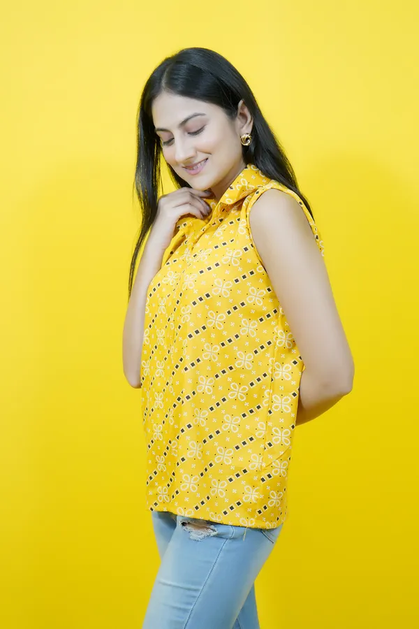 Yellow_Casual_Printed_Tops_For_Women