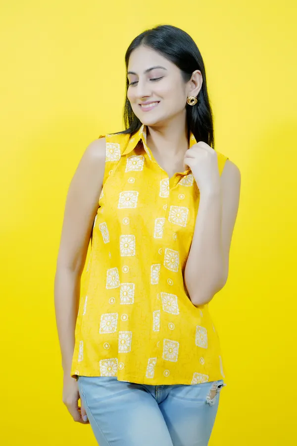 Yellow_Casual_Printed_Tops_For_Women