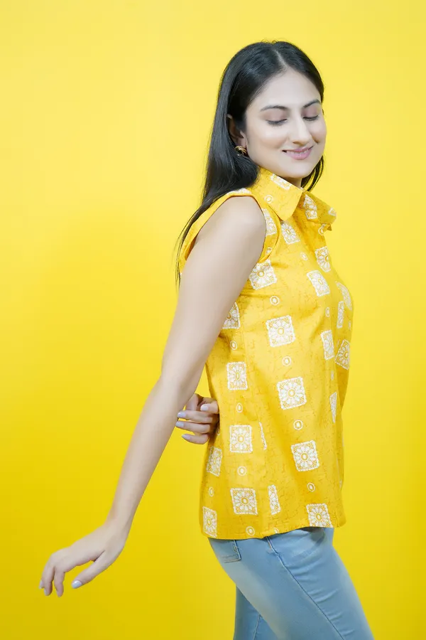 Yellow_Casual_Printed_Tops_For_Women