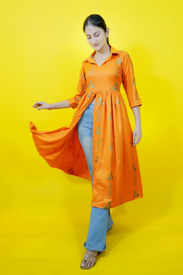 Orange_Casual_Printed_Tops_For_Women