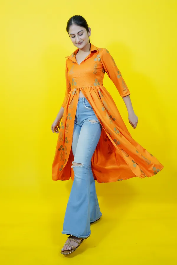Orange_Casual_Printed_Tops_For_Women