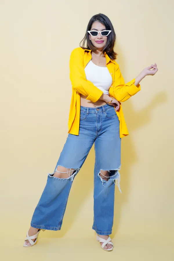 Yellow_Cotton_Blend_Full_Sleeve_Solid_Hip_Length_Relaxed_Fit_Shirt_For_Women