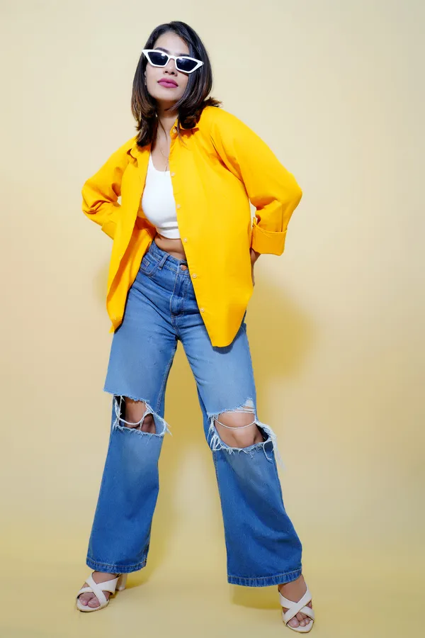 Yellow_Cotton_Blend_Full_Sleeve_Solid_Hip_Length_Relaxed_Fit_Shirt_For_Women