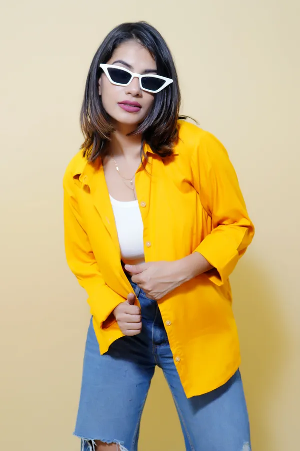 Yellow_Cotton_Blend_Full_Sleeve_Solid_Hip_Length_Relaxed_Fit_Shirt_For_Women