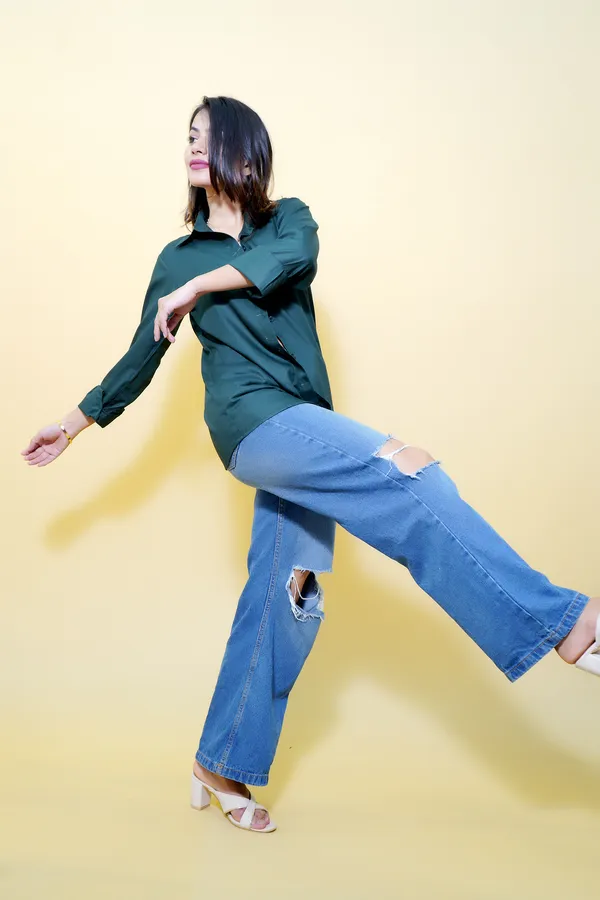 Dark_Green_Cotton_Blend_Full_Sleeve_Solid_Hip_Length_Relaxed_Fit_Shirt_For_Women