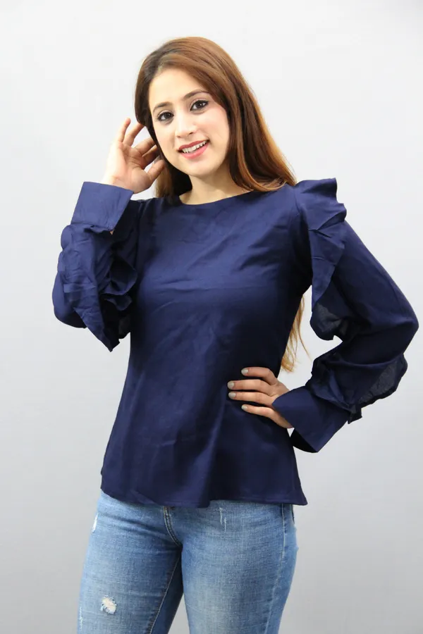 Blue_Casual_Solid_Tops_For_Women