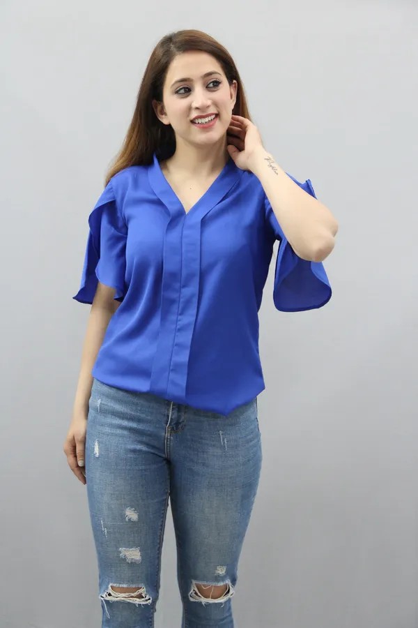Blue_Casual_Solid_Tops_For_Women