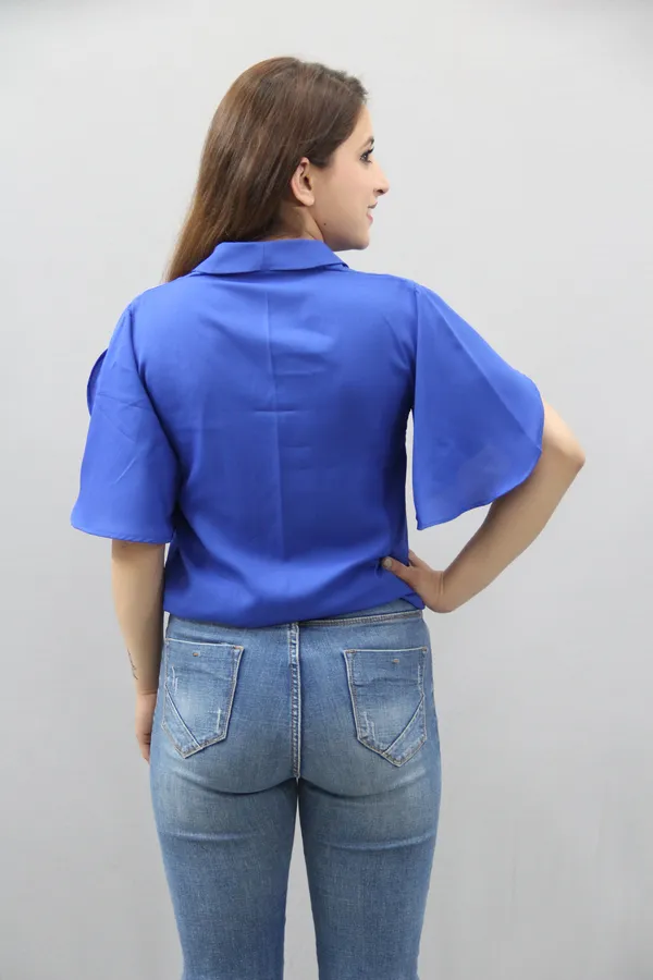 Blue_Casual_Solid_Tops_For_Women