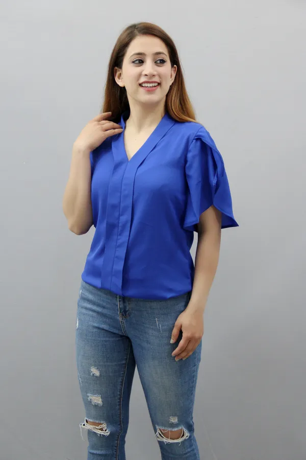 Blue_Casual_Solid_Tops_For_Women