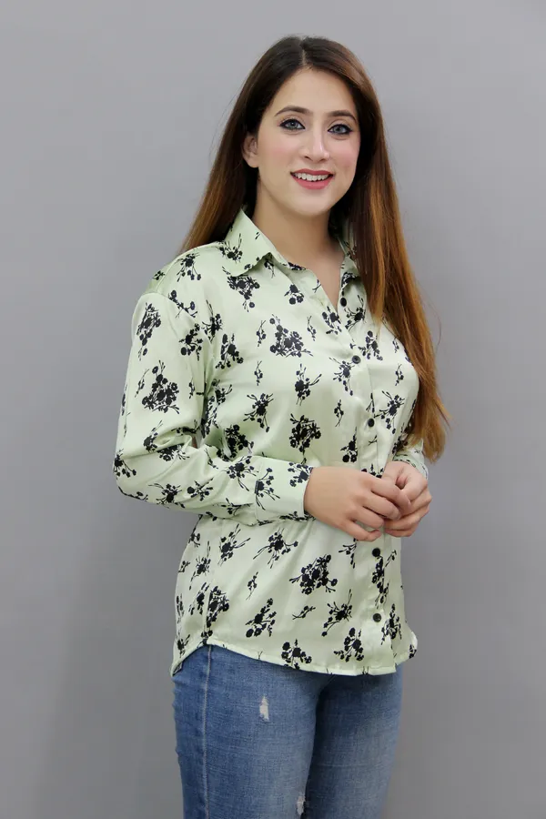 Black_&_Light_Green_Satin_Full_Sleeve_Printed_Hip_Length_Regular_Fit_Shirt_For_Women