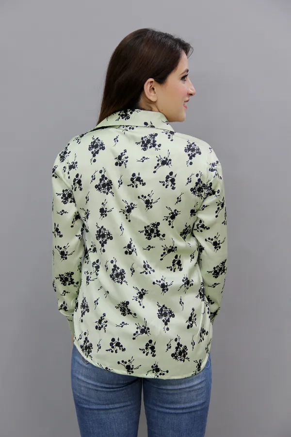 Black_&_Light_Green_Satin_Full_Sleeve_Printed_Hip_Length_Regular_Fit_Shirt_For_Women