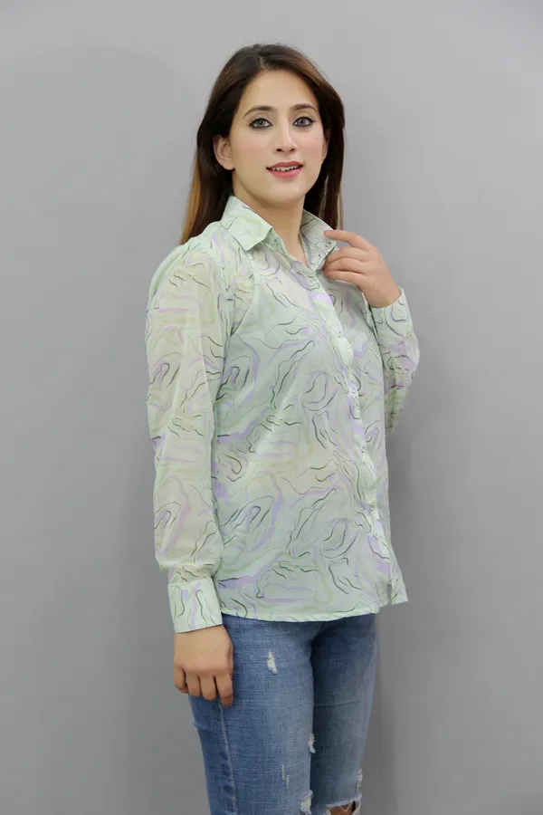 Green_Georgette_Full_Sleeve_Printed_Hip_Length_Regular_Fit_Shirt_For_Women