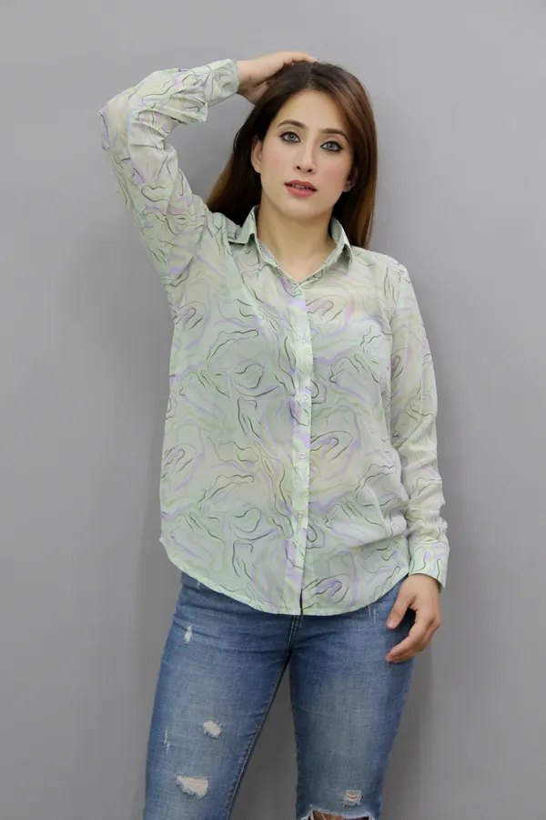 Green_Georgette_Full_Sleeve_Printed_Hip_Length_Regular_Fit_Shirt_For_Women