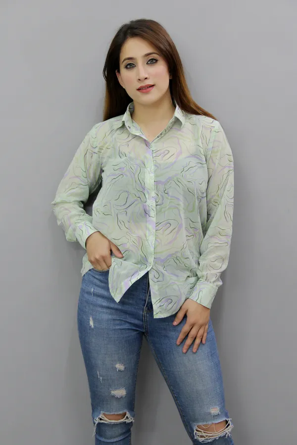 Green_Georgette_Full_Sleeve_Printed_Hip_Length_Regular_Fit_Shirt_For_Women