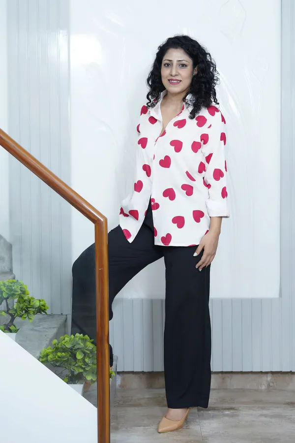 White_Rayon_Women_Summer_Shirt_With_Printed_Red_Hearts