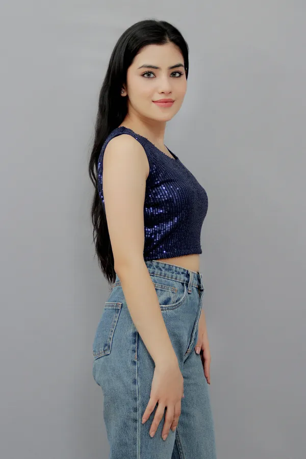 Blue_Party_Embellished_Tops_For_Women