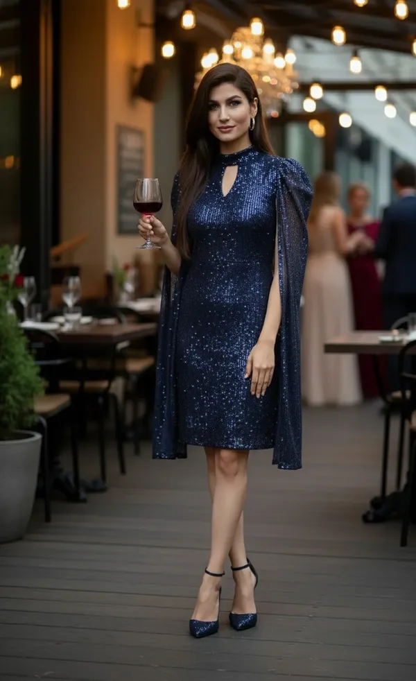 Navy_Blue_Sequin_Cape_Sleeves_Party_Dress_For_Women_&_Girls