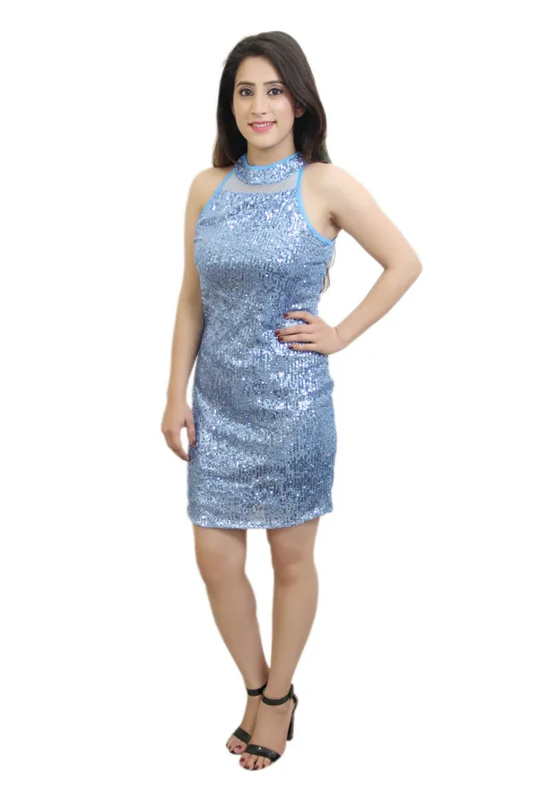 Women_Bodycon_Blue_Above_Knee/Mid_Thigh_Length_Dress