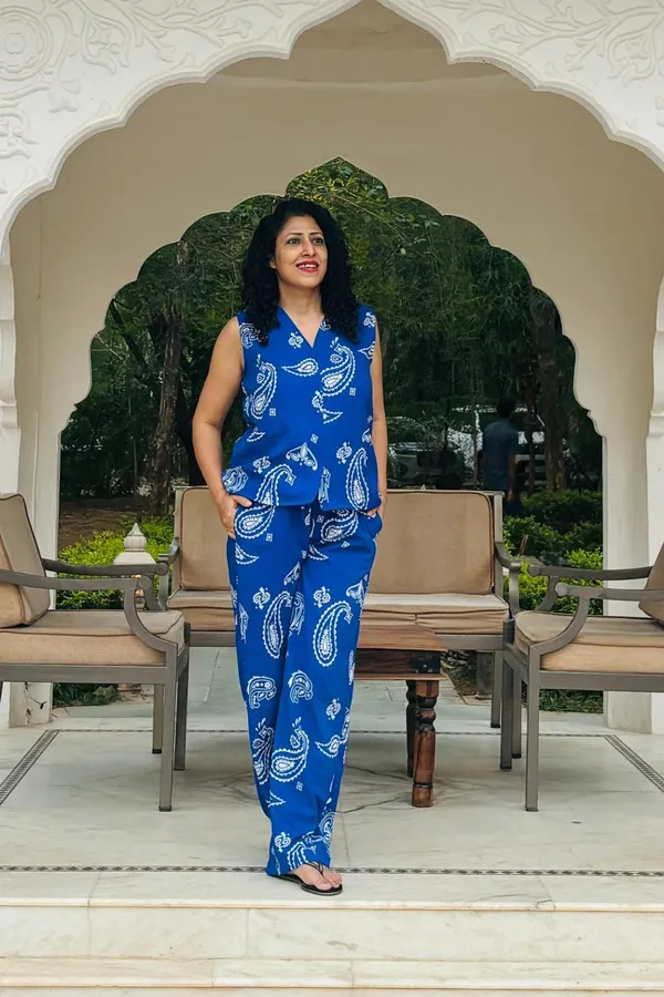 Royal_Blue_Tropical_Print_Co-Ord_Set_For_Women