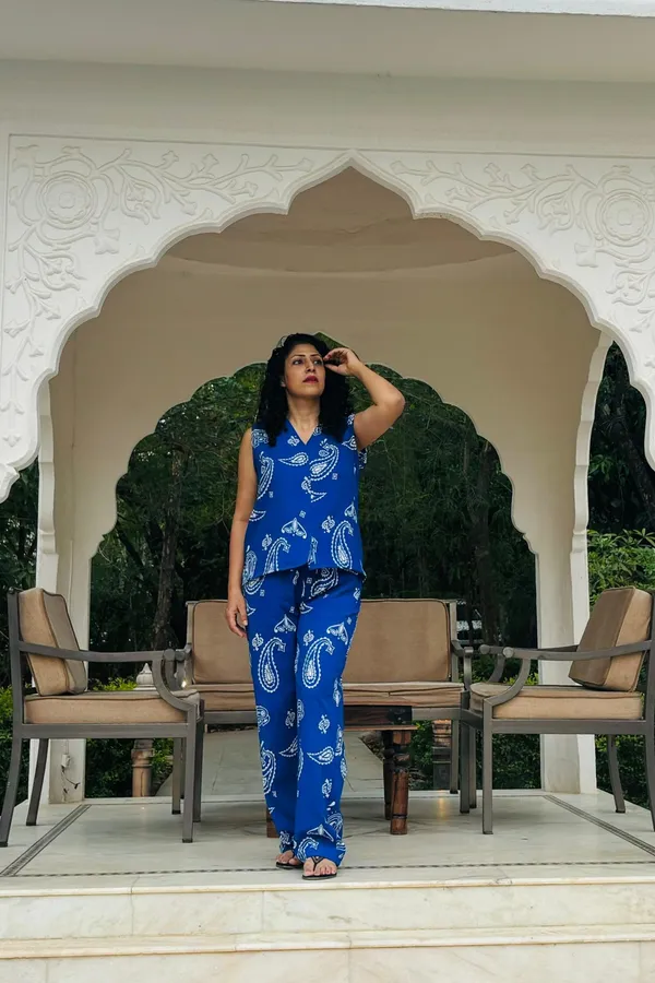 Royal_Blue_Tropical_Print_Co-Ord_Set_For_Women