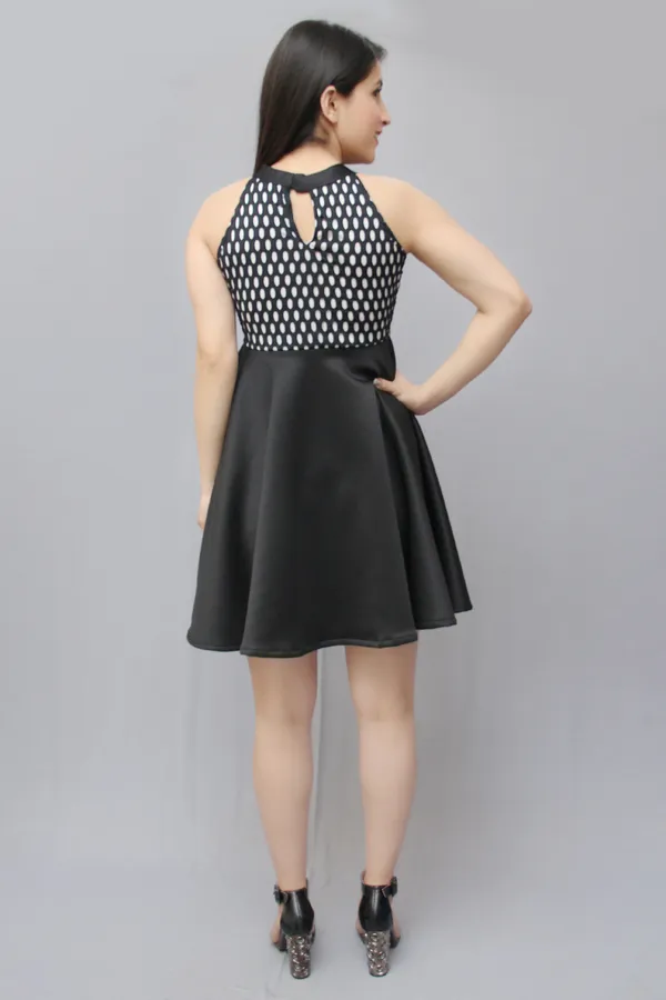 Drop_Waist_Black_Knee_Length_Dress_For_Women