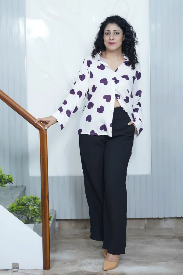 White_Rayon_Women_Summer_Shirt_With_Printed_Purple_Hearts
