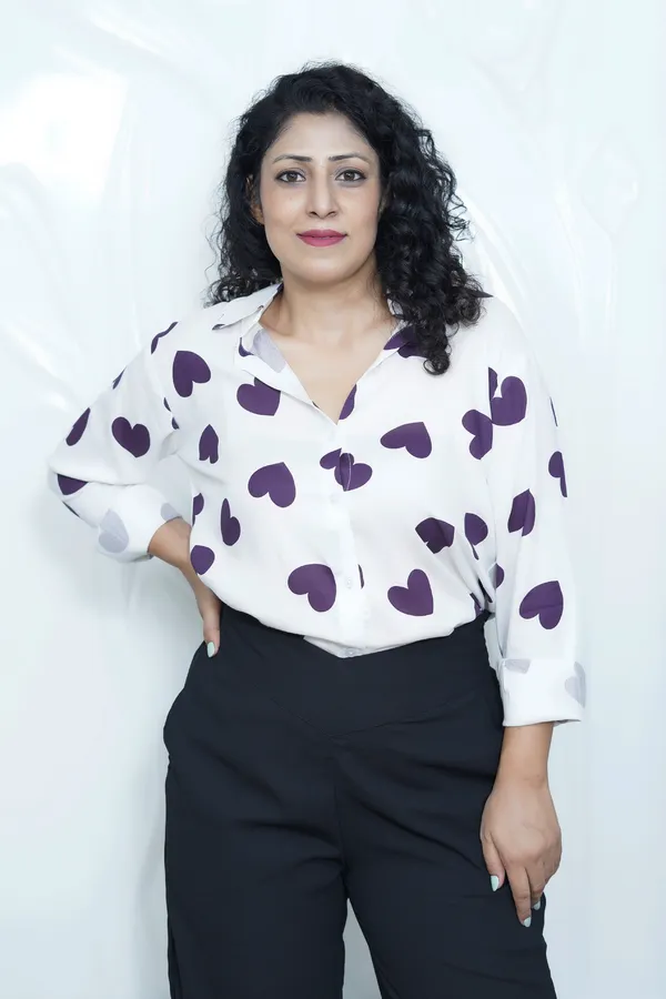White_Rayon_Women_Summer_Shirt_With_Printed_Purple_Hearts