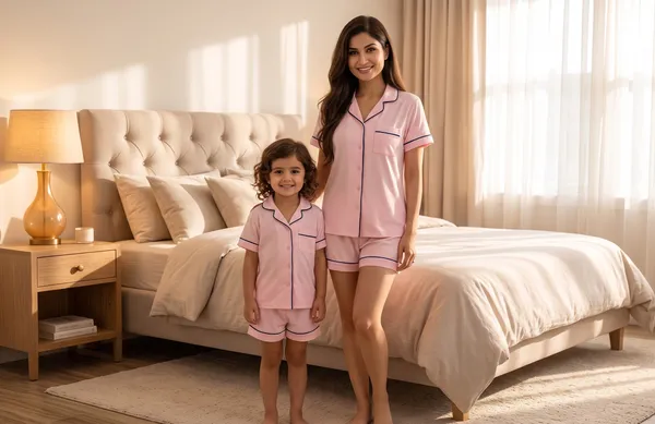 Pink_Color_Mom_and_Kid_Twinning_Night_Suit_Sets_-_Pack_of_2