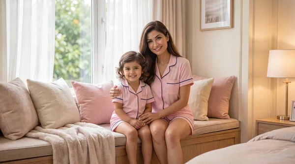 Pink_Color_Mom_and_Kid_Twinning_Night_Suit_Sets_-_Pack_of_2