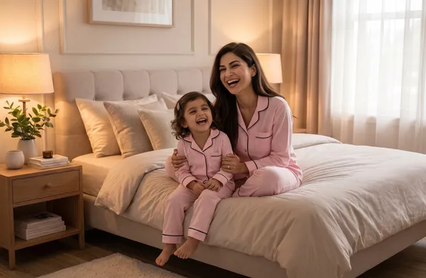 Pink_Color_Mom_and_Kid_Twinning_Night_Suit_Sets_-_Pack_of_2