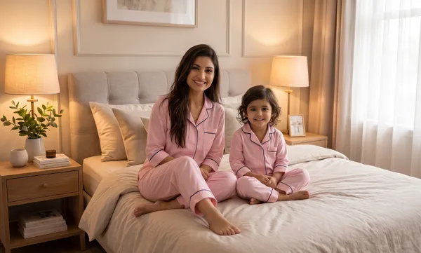 Pink_Color_Mom_and_Kid_Twinning_Night_Suit_Sets_-_Pack_of_2