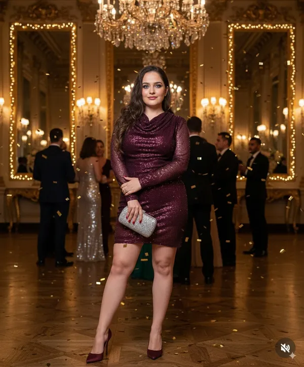 Wine_Sequin__Full_Sleeves_Cowl_Neck_Dress
