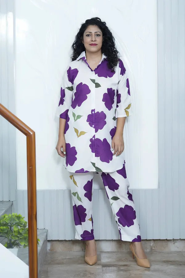 White_&_Purple_Floral_Print_Co-Ord_Set_For_Women