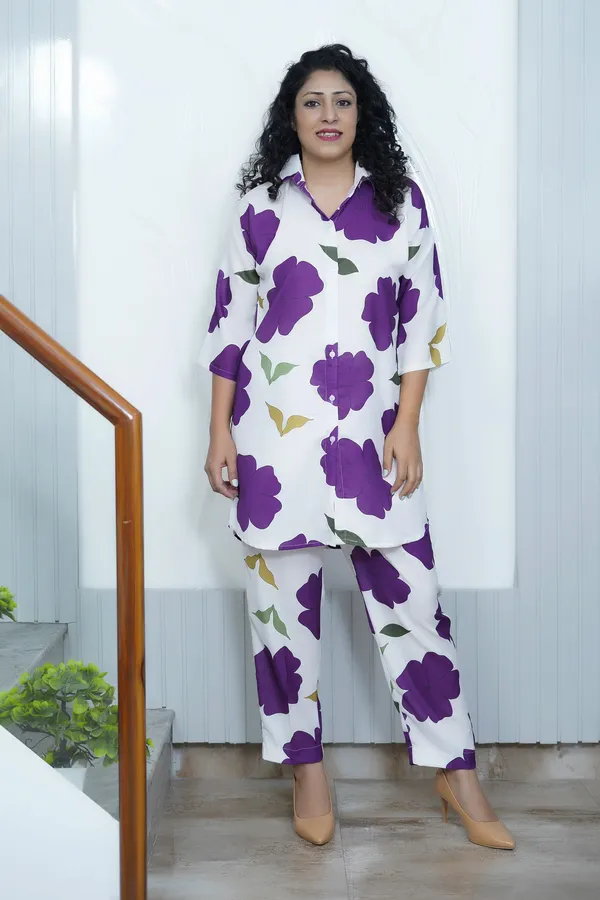 White_&_Purple_Floral_Print_Co-Ord_Set_For_Women