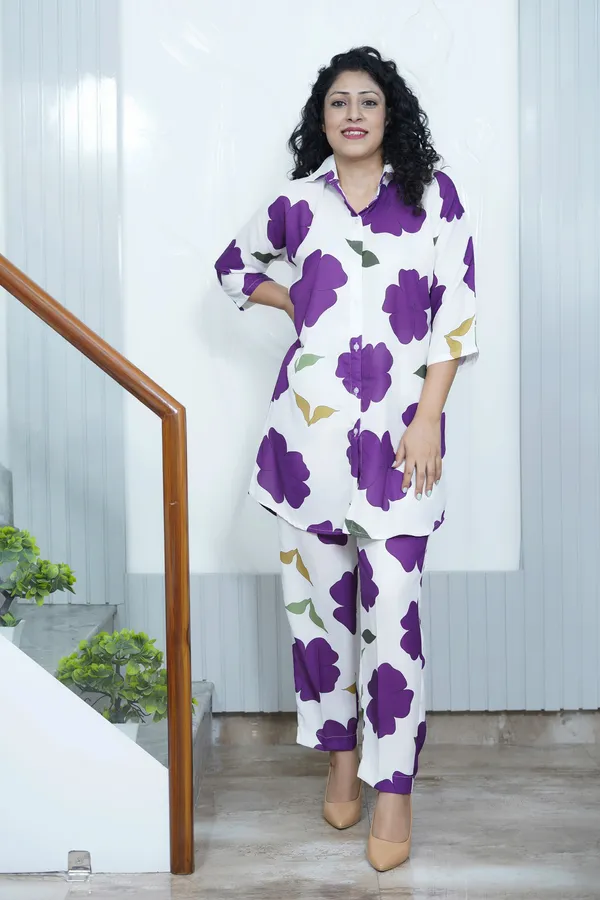 White_&_Purple_Floral_Print_Co-Ord_Set_For_Women