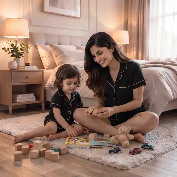 Black_Color_Mom_and_Kid_Twinning_Night_Suit_Sets_-_Pack_of_2