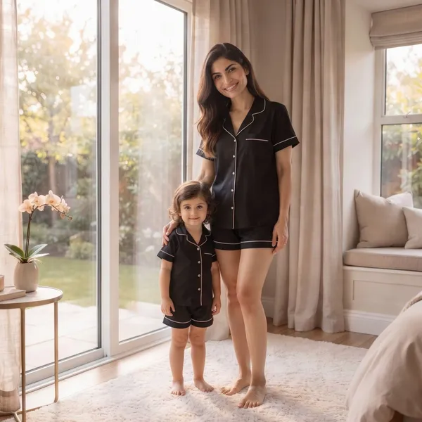 Black_Color_Mom_and_Kid_Twinning_Night_Suit_Sets_-_Pack_of_2
