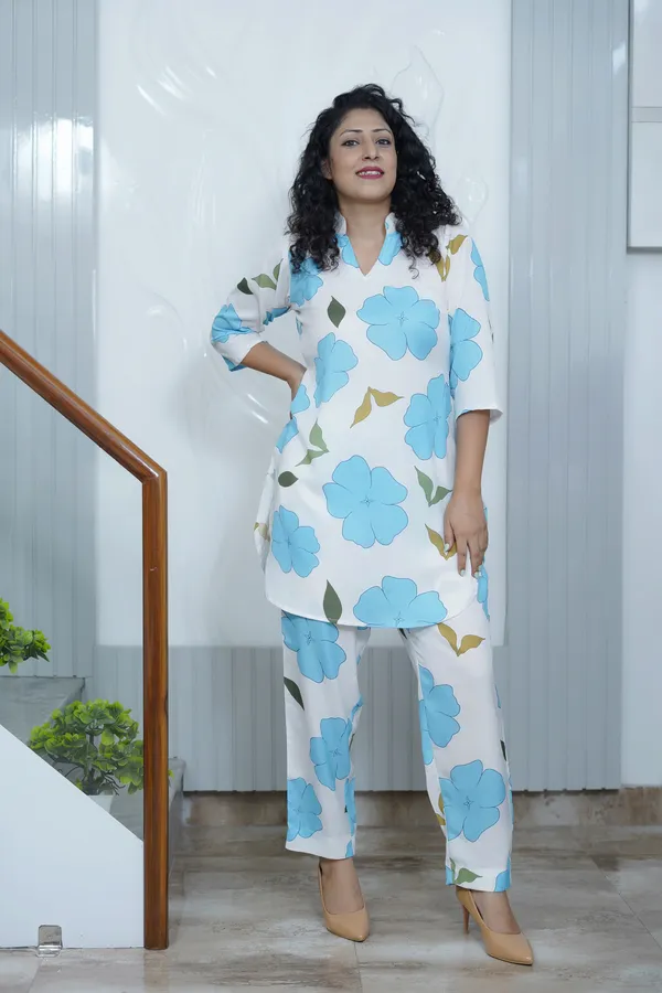 White_&_Blue_Floral_Print_Co-Ord_Set_For_Women