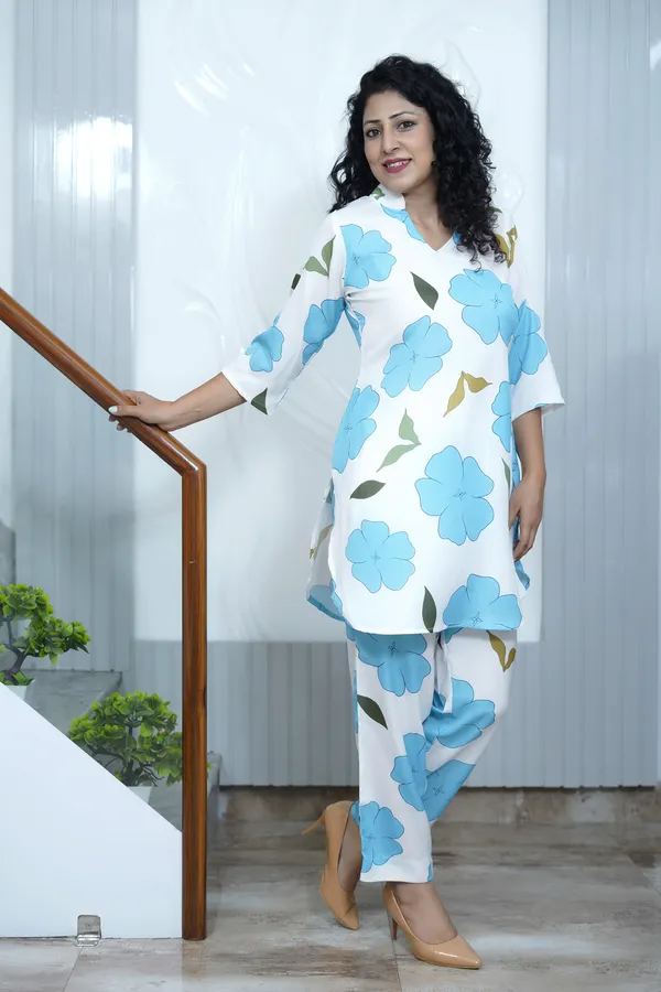 White_&_Blue_Floral_Print_Co-Ord_Set_For_Women