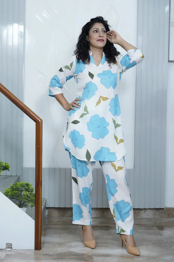 White_&_Blue_Floral_Print_Co-Ord_Set_For_Women