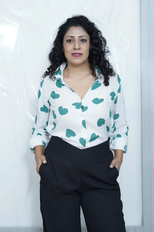 White_Rayon_Women_Summer_Shirt_With_Printed_Green_Hearts