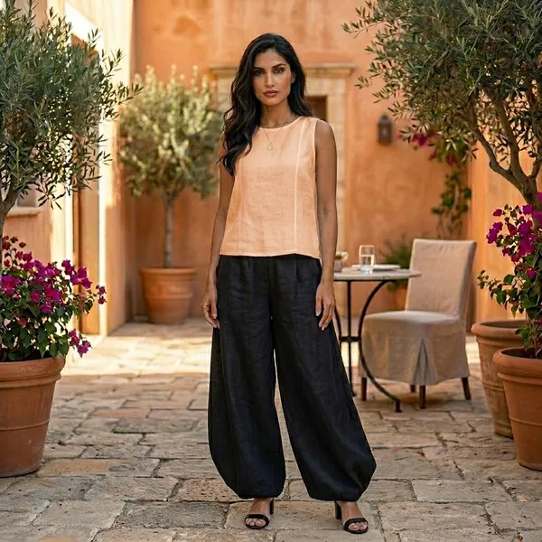 Solid_Peach_&_Black_Top_&_Trouser_Co-ord_Set