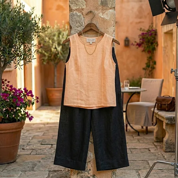 Solid_Peach_&_Black_Top_&_Trouser_Co-ord_Set