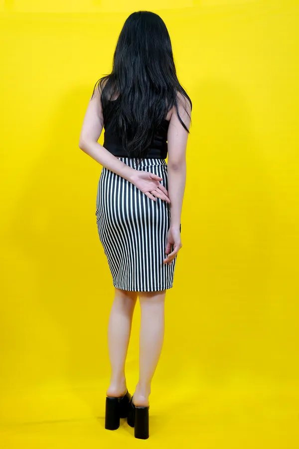 Women_Striped_Tube_Black_&_White_Skirt