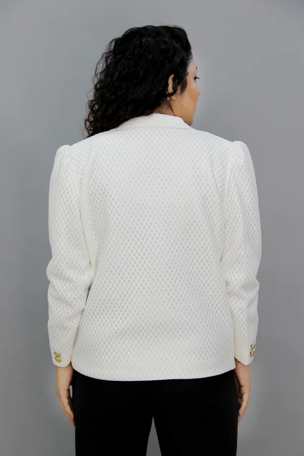 White_Lycra_Blend_Solid_Relaxed_Fit_Long_Sleeves_Single_Breasted_Blazer_For_Women_&_Girls