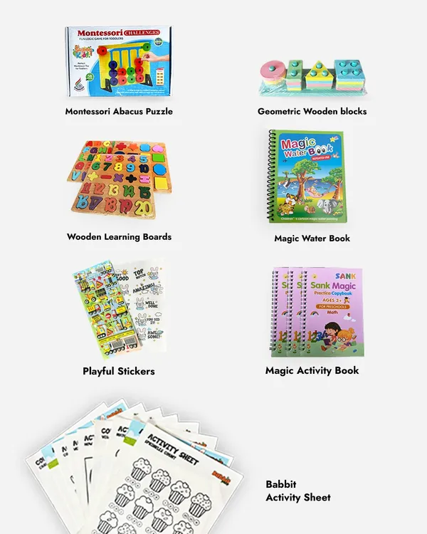 Babbit_Play_Box-__Magic_Water_Book,_Set_of_4_Magic_Activity_Book,_Montessori_Abacus_Puzzle,_Wooden_learning_Boards,_Tangram,_Tetris,_Swinging_Tower