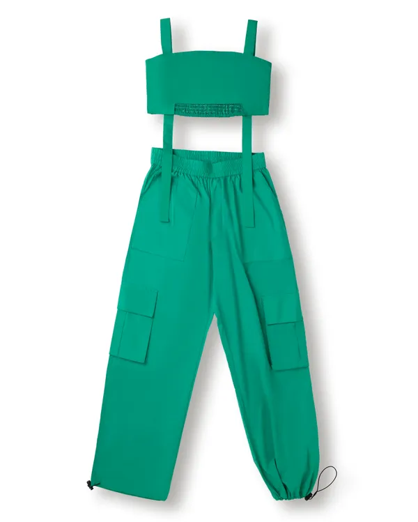 Bottle_Green_Solid_Poplin_Casual_Co-ord_Set_For_Girls