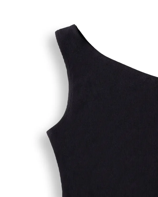 Black_Solid_Rib_Casual_Dress_For_Girls